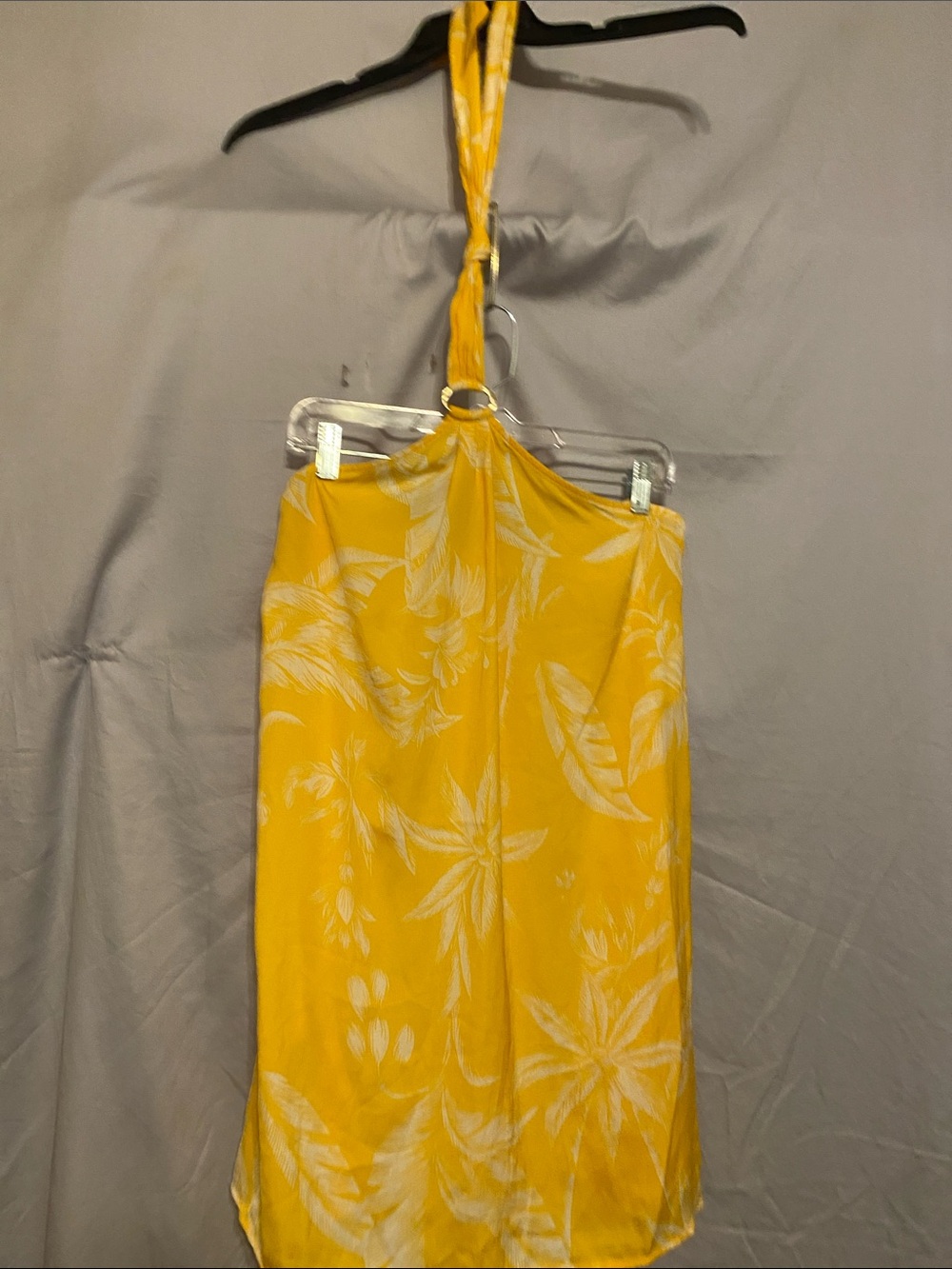 a new day Yellow Floral Halter Swim Sarong Cover-Up